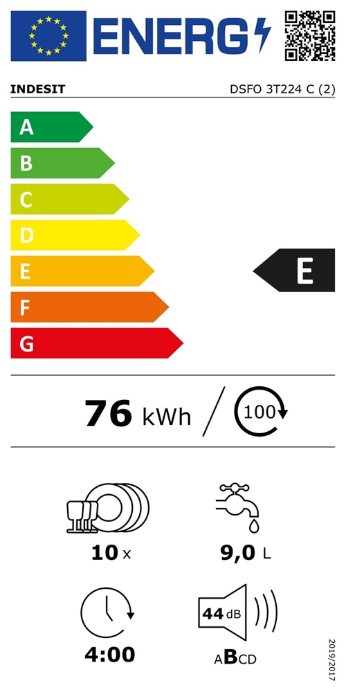Indesit DSFO3T224C fehér, programok száma: 8, szabadonálló, 10 terítékes mosogatógép 