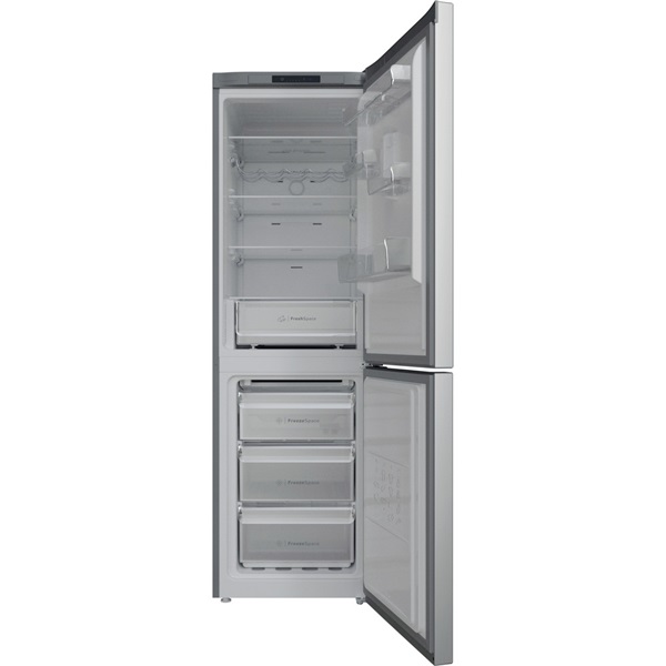 Indesit INFC8 TI21X inox, alulfagyasztós, Hűtő:231L, Fagyasztó:104L, Total No frost hűtőszekrény (Használt - A)