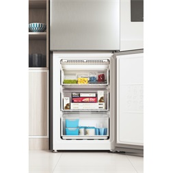 Indesit INFC8 TI21X inox, alulfagyasztós, Hűtő:231L, Fagyasztó:104L, Total No frost hűtőszekrény (Használt - A)