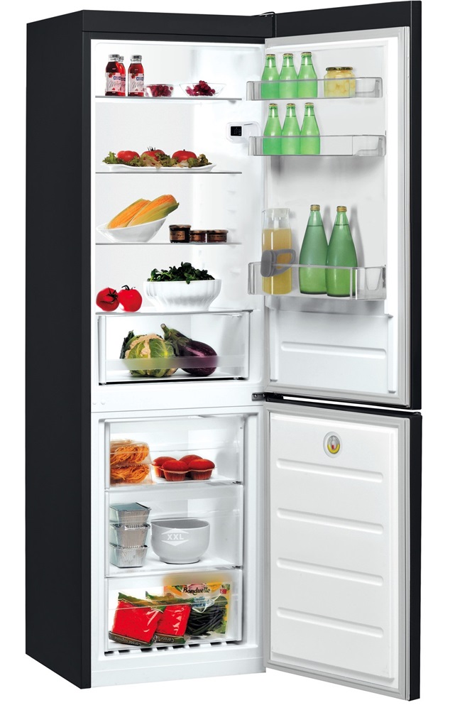 Indesit LI8 S2E K fekete, alulfagyasztós, Hűtő:228L, Fagyasztó:111L, Less. frost hűtőszekrény