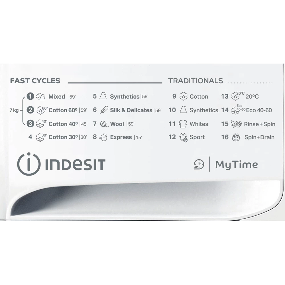 Indesit MTWE 71484 WK EE fehér, elöltöltős, max.1350ford., 7 kg, mosógép