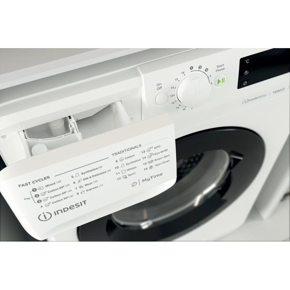 Indesit MTWE 81484 WK EE fehér, elöltöltős, max.1400ford., 8 kg, mosógép