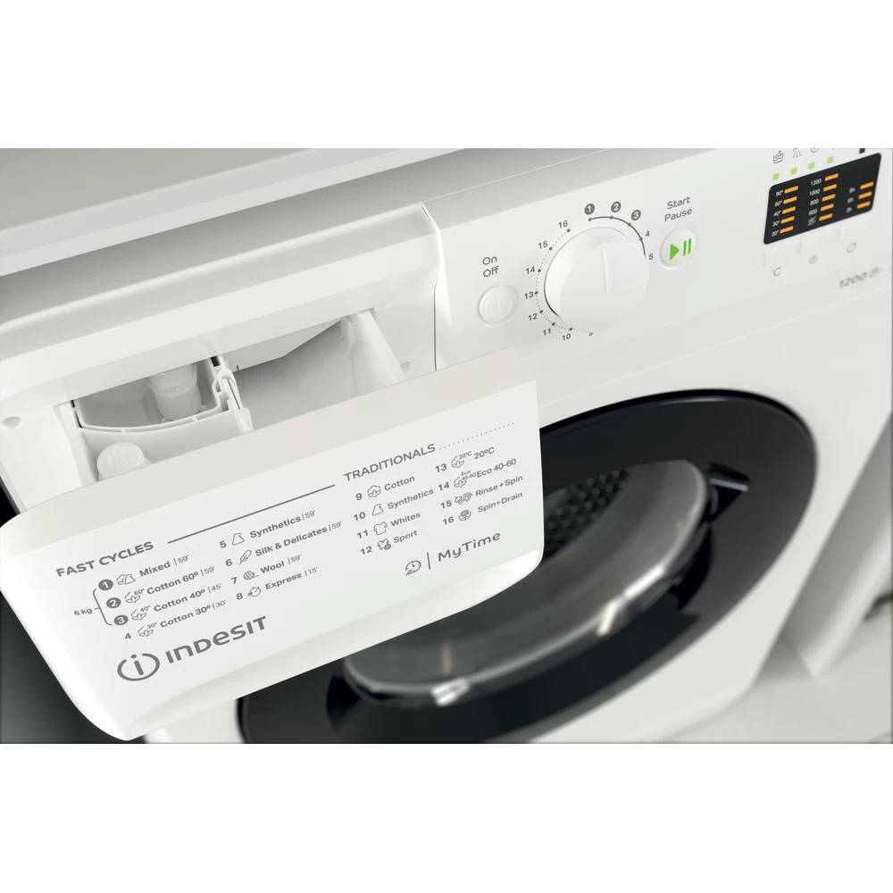 Indesit MTWSA 61252 WK EE fehér, elöltöltős, keskeny, max.1200ford., 6 kg, mosógép
