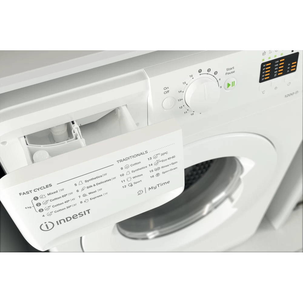 Indesit MTWSA 61252 W EE fehér, elöltöltős, keskeny, max.1200ford., 6 kg, mosógép