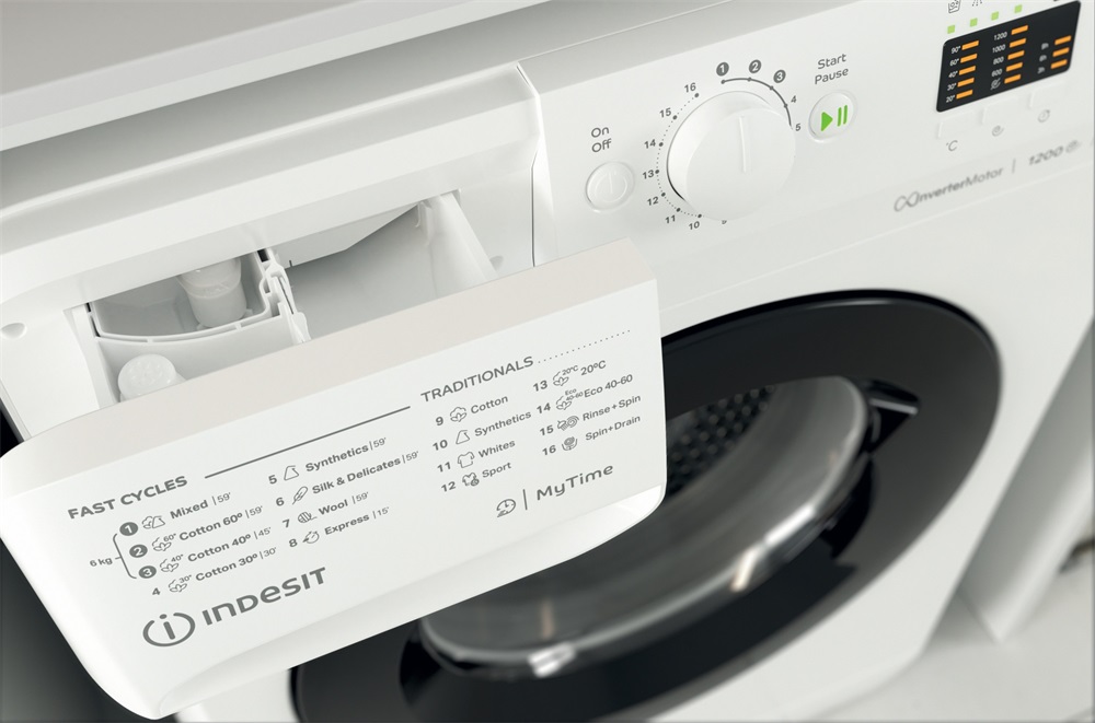 Indesit MTWSA 61294 WK EE fehér, elöltöltős, keskeny, max.1200ford., 6 kg, mosógép