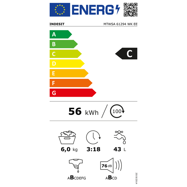 Indesit MTWSA 61294 WK EE keskeny 6 kg elöltöltős mosógép
