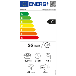 Indesit MTWSE 61294 WK EE keskeny elöltőltős mosógép