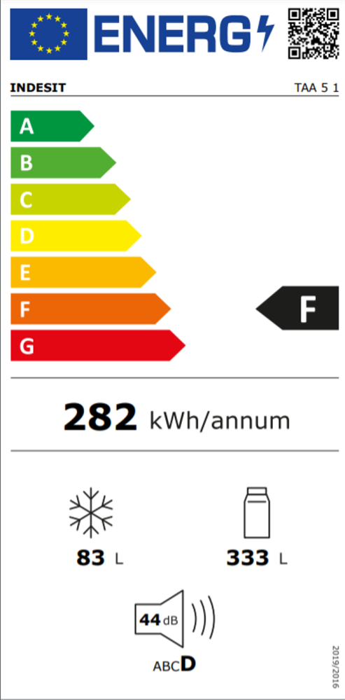 Indesit TAA 5 1 fehér, felülfagyasztós, Hűtő:333L, Fagyasztó:83L, hűtőszekrény