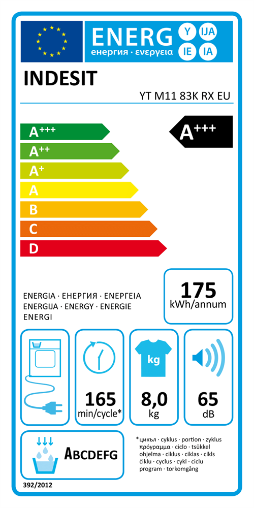 Indesit YT M11 83K RX EU fehér, 8 kg, hőszivattyús, szárítógép