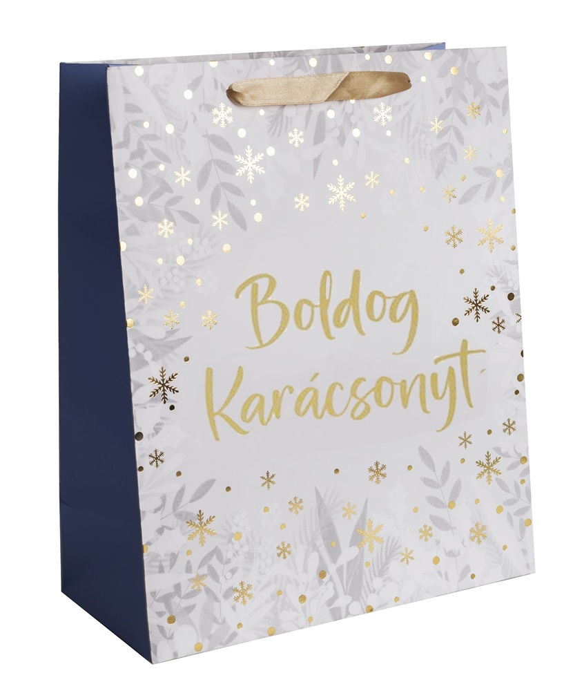Iris boldog karácsonyt fehér/arany papírtasak matt 18*23 cm