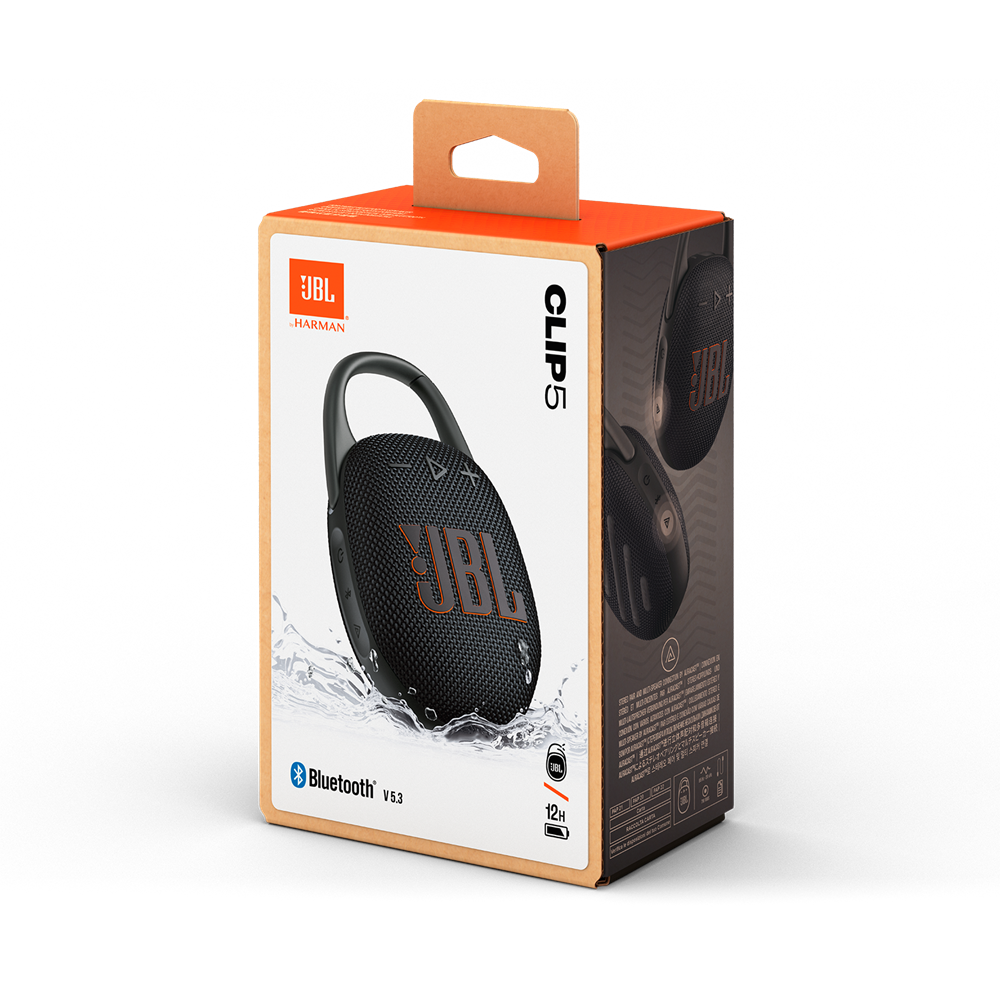 JBL Clip 5 BLK fekete hordozható Bluetooth hangszóró