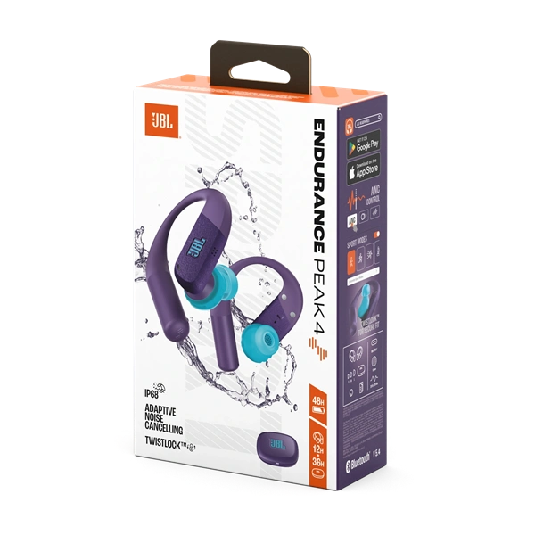 JBL Endurance PEAK 4 True Wireless Bluetooth lila sport fülhallgató