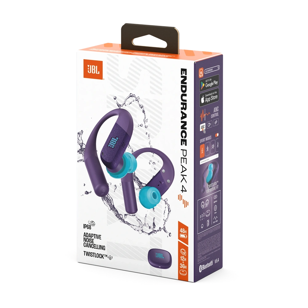 JBL Endurance PEAK 4 True Wireless Bluetooth lila sport fülhallgató