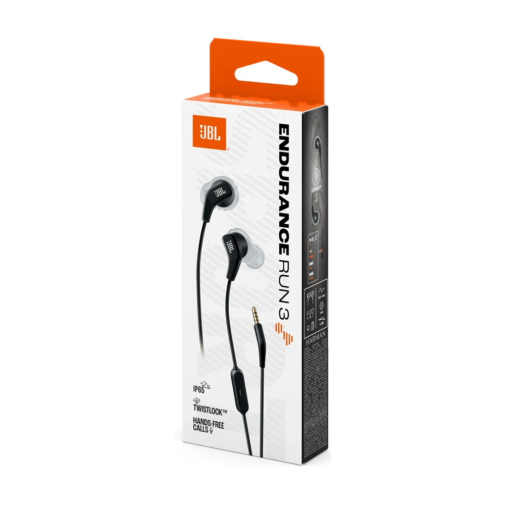 JBL Endurance Run 3 vezetékes mikrofonos fekete-szürke sport fülhallgató