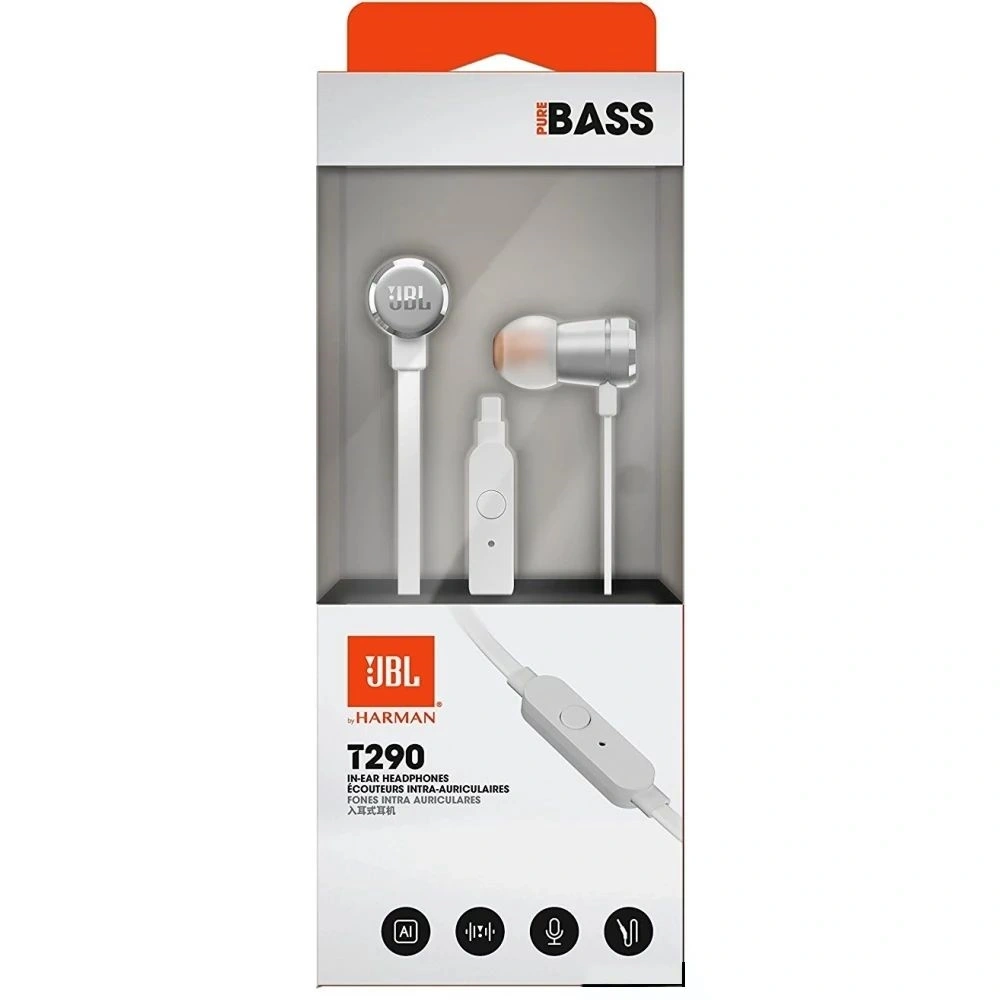 JBL T290SILE ezüst mikrofonos fülhallgató
