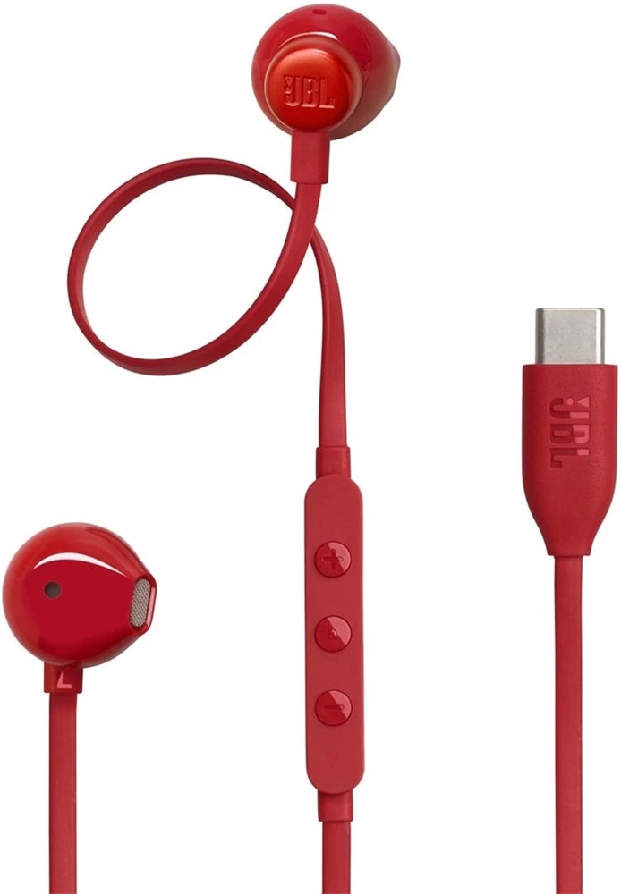 JBL T 305 C RED vezetékes USB C mikrofonos piros fülhallgató