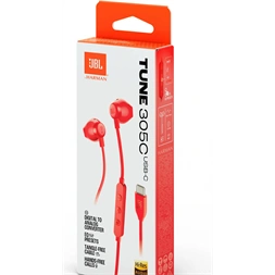 JBL T 305 C RED vezetékes USB C mikrofonos piros fülhallgató