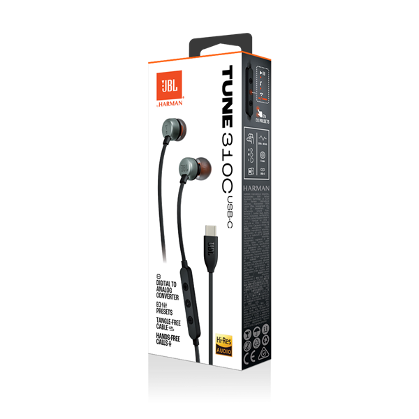 JBL T 310 C BLK vezetékes USB C mikrofonos fekete fülhallgató