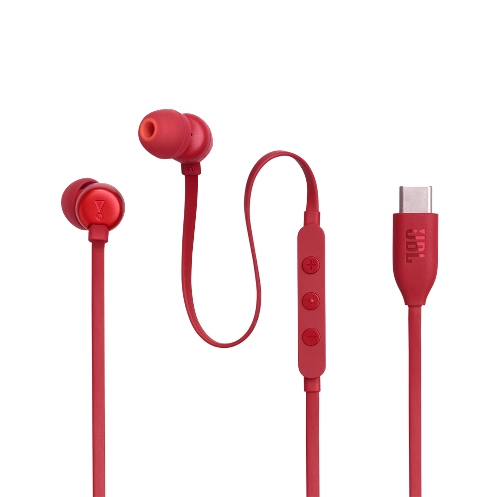 JBL T 310 C RED vezetékes USB C mikrofonos piros fülhallgató