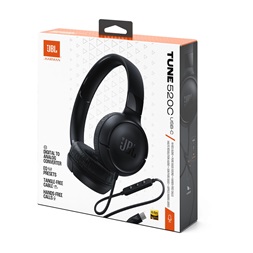 JBL Tune520C USB-C vezetékes mikrofonos fekete fejhallgató