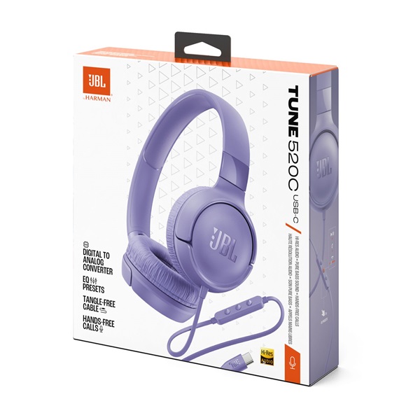 JBL Tune520C USB-C vezetékes mikrofonos lila fejhallgató