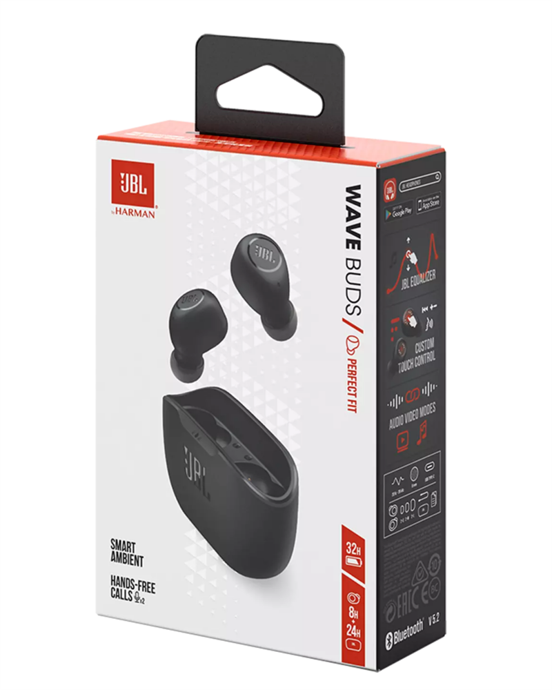 JBL Wave Buds BLK True Wireless Bluetooth fekete fülhallgató