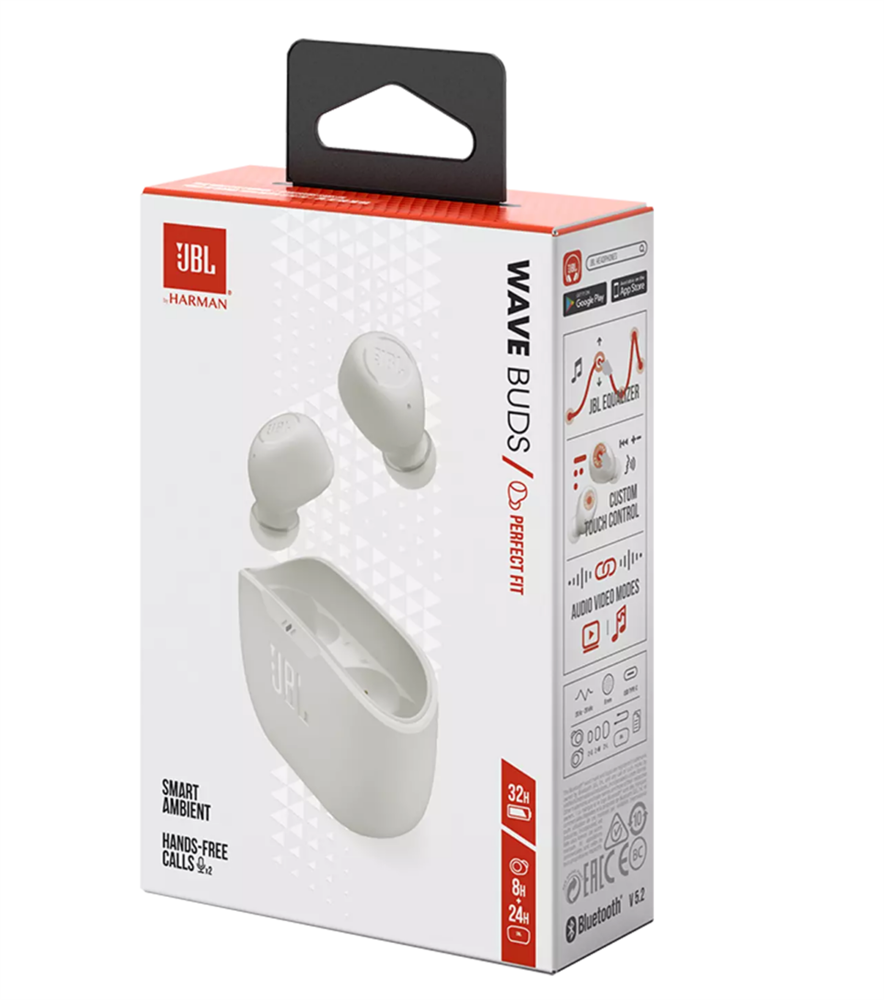 JBL Wave Buds WHT True Wireless Bluetooth fehér fülhallgató