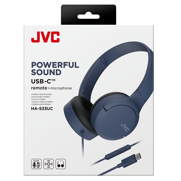 JVC HA-S33UC-A USB-C vezetékes kék mikrofonos fejhallgató