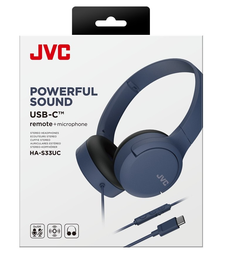 JVC HA-S33UC-A USB-C vezetékes kék mikrofonos fejhallgató