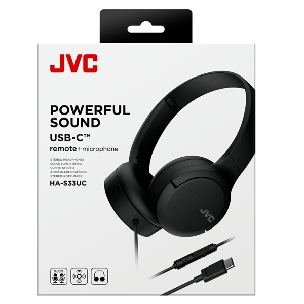 JVC HA-S33UC-B USB-C vezetékes fekete mikrofonos fejhallgató