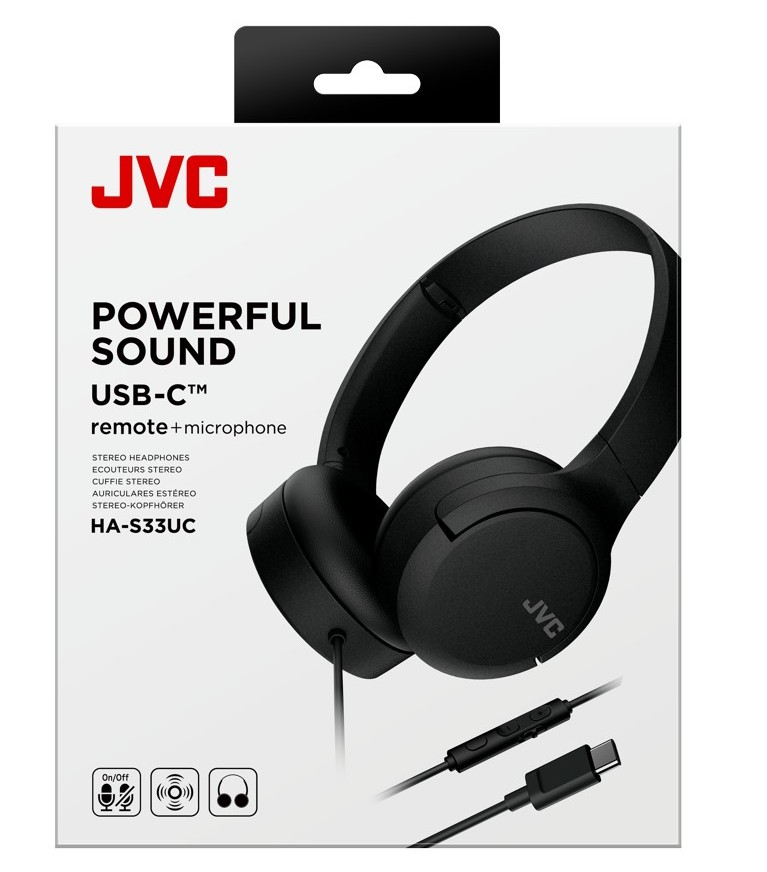 JVC HA-S33UC-B USB-C vezetékes fekete mikrofonos fejhallgató