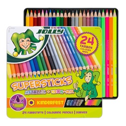 Jolly Superstick Kinderfest Metallic Mix 24 darabos színesceruza készlet