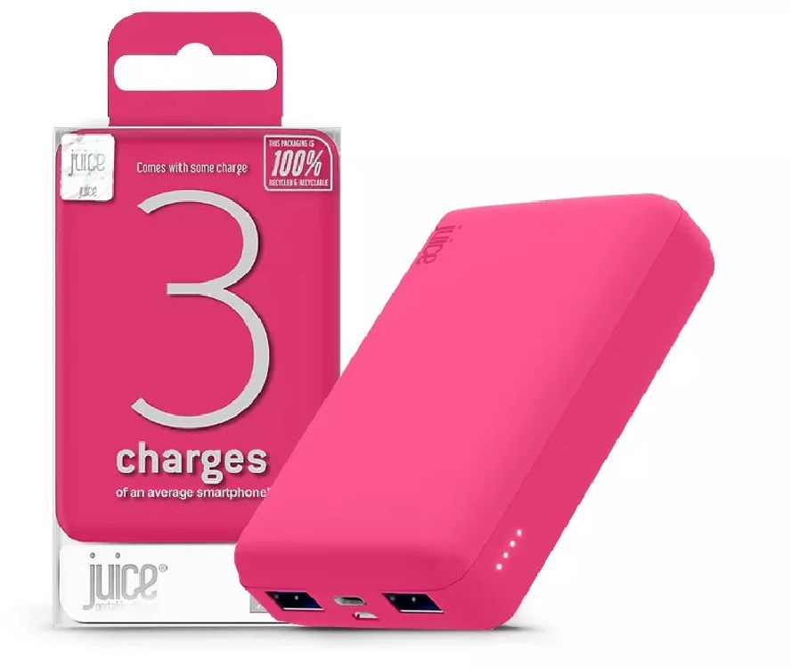 Juice JUI-PBANK-3-ECO-RASP ECO 3 10000mAh 15W rózsaszín power bank