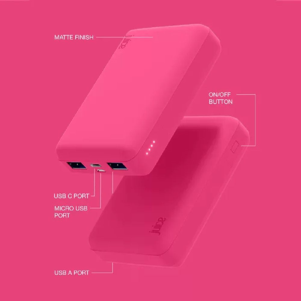 Juice JUI-PBANK-3-ECO-RASP ECO 3 10000mAh 15W rózsaszín power bank