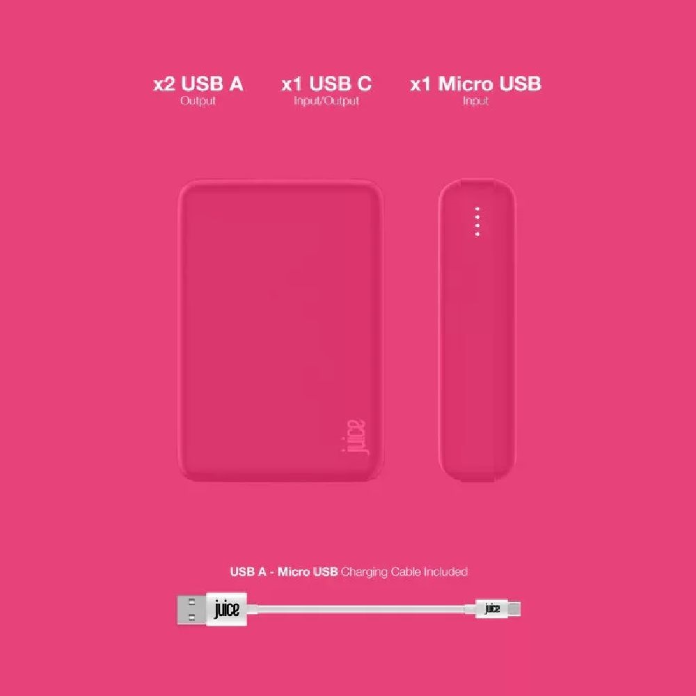Juice JUI-PBANK-3-ECO-RASP ECO 3 10000mAh 15W rózsaszín power bank