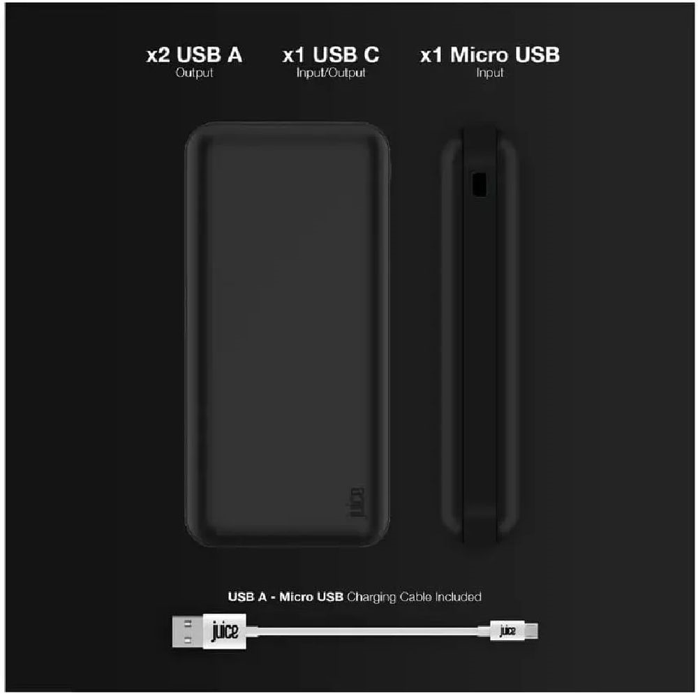 Juice JUI-PBANK-MAX-20000MA-ECO-BLK MAX 20000mAh 20W fekete power bank