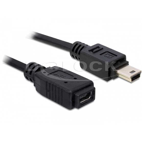 Delock 82667 1m USB 2.0 mini-B apa - anya hosszabbító kábel
