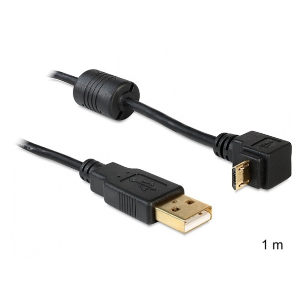 Delock 83148 1m USB-A apa > USB micro-B apa 90°-ban forgatott fel/le kábel