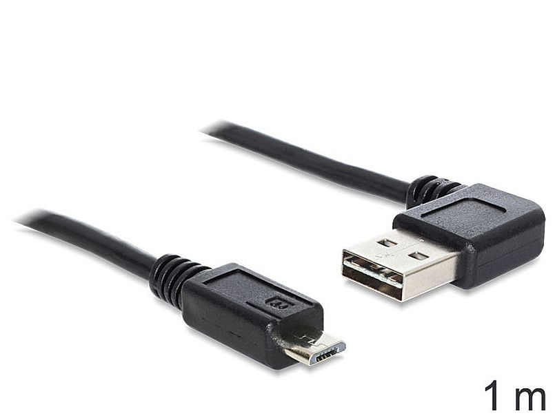 Delock 83382 1m EASY - USB 2.0 A apa hajlított/USB 2.0 micro - B apa kábel
