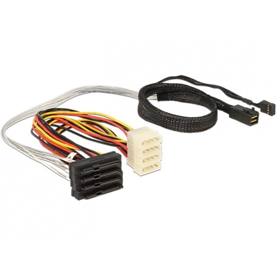 Delock 83390 0,5m mini SAS HD x 4 SFF 8643 apa > 4 x SAS 29pin SFF 8482 anya kábel