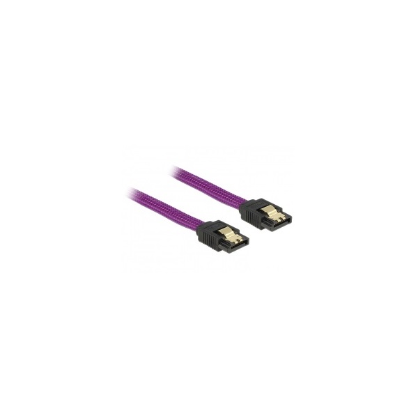 Delock 83692 1m 6Gb/s egyenes-egyenes lila SATA (fémlappal) kábel