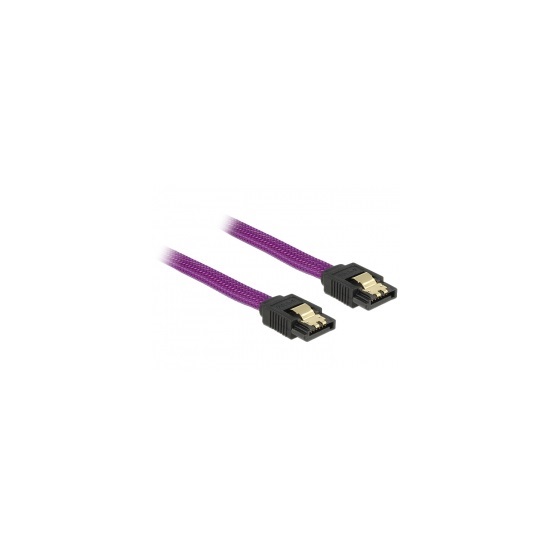Delock 83692 1m 6Gb/s egyenes-egyenes lila SATA (fémlappal) kábel