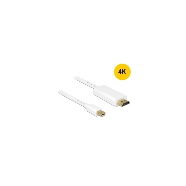 Delock 83707 2m miniDisplayport 1.2 dugó - High Speed HDMI A dugó 4K fehér kábel