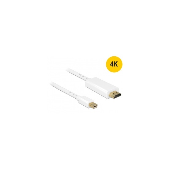 Delock 83707 2m miniDisplayport 1.2 dugó - High Speed HDMI A dugó 4K fehér kábel