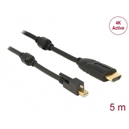 Delock 83732 5m miniDisplayport 1.2-dugós csatl. csavarral > HDMI-csatl. dugó 4K aktív kábel
