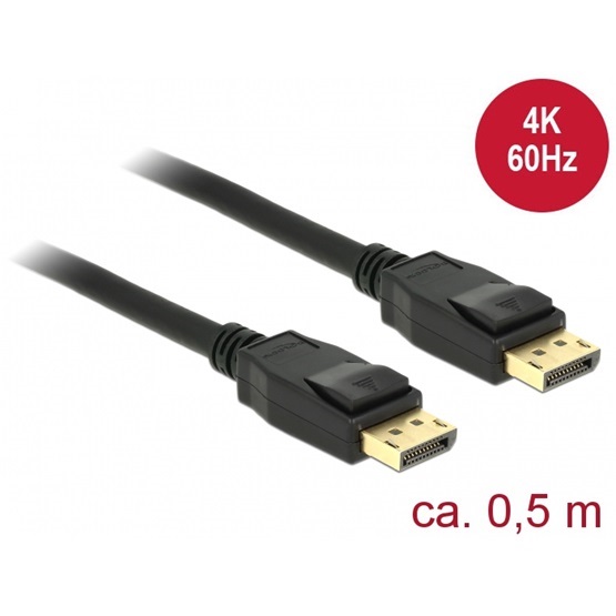 Delock 85506 0,5m Displayport dugó > Displayport dugó 4K 60 Hz kábel