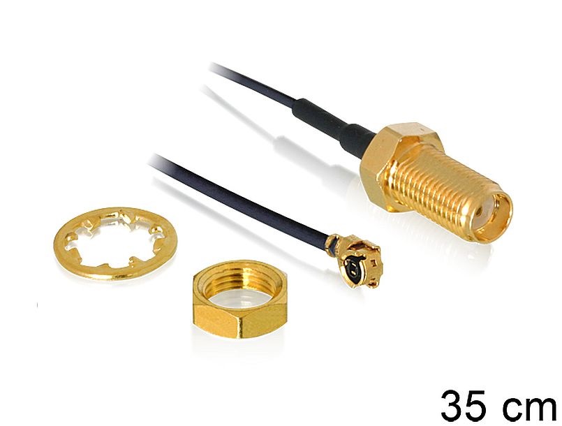 Delock 88824 35cm SMA Jack Bulkhead > MHF/U.FL-LP-088 kompatibilis dugó antenna kábel