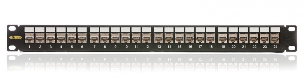 KE-Line Cat6A Moduláris árnyékolt Patch panel 24xRJ45/s, fekete