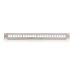 KE-Line Patch panel 1U, ezüst, üres, 24 db keystone jack számára