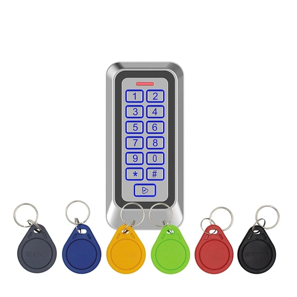 KIT-CON-M6.MF/13,56kHz MIFARE/vandálbiztos/nyomógombos/6db CON-TAG.MF-el/IP65/Kültéri/fém/RFID/2 relés olvasó és kódzár